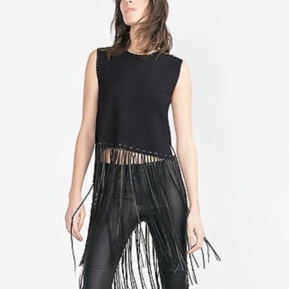 Zara Knit Fringe Top